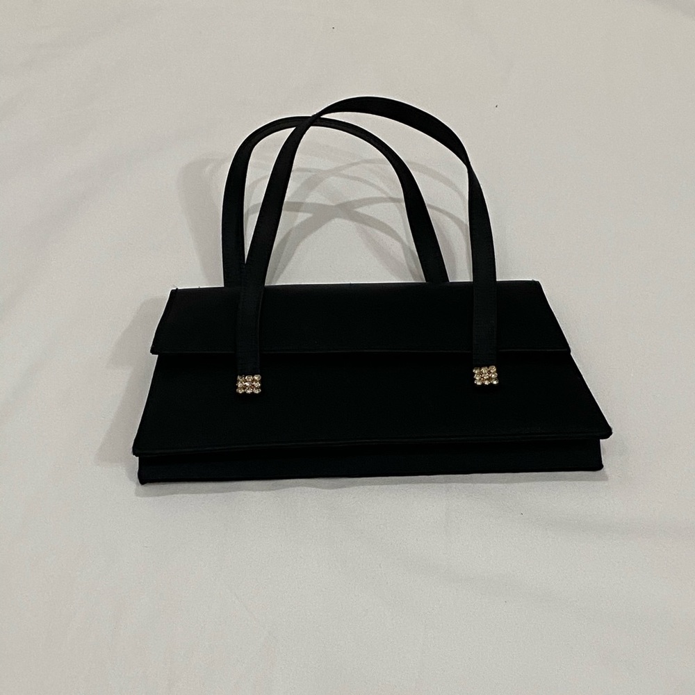 Black evening handbag with rhinestone